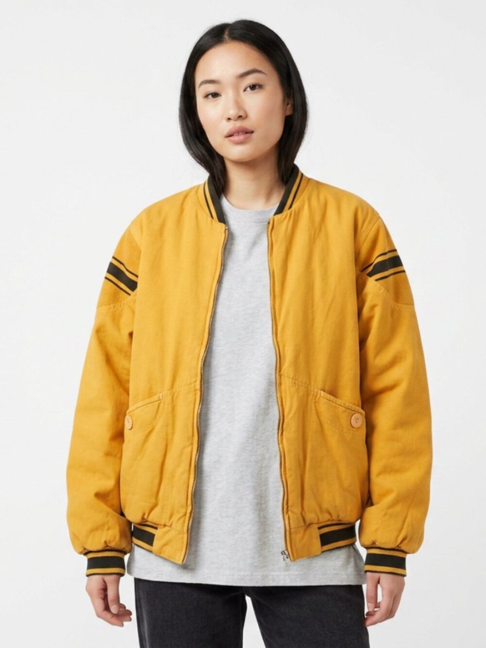 Pepe Clothing Vintage Oversized Bomber Jacket Yellow Size M Hong Kong 80s